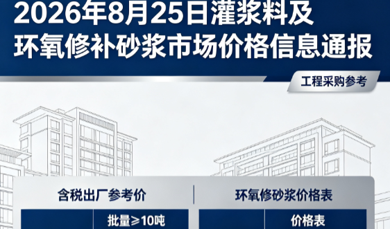 营根镇2026年8月25日灌浆料及环氧修补砂浆市场价格信息通报